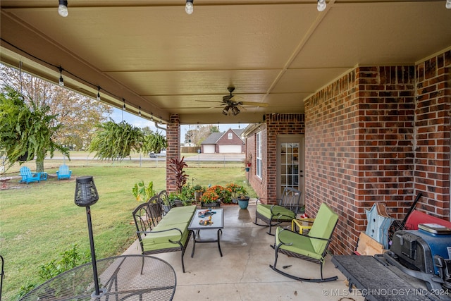 view of patio / terrace with ceiling fan