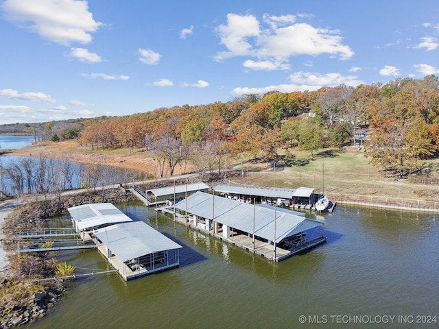 view of dock featuring a water view