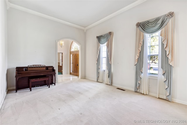 interior space with crown molding