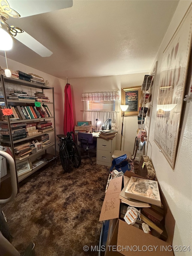 view of carpeted home office