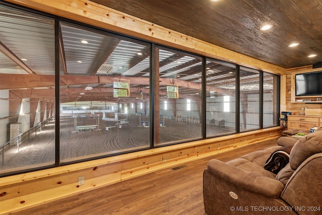 interior space featuring wood ceiling