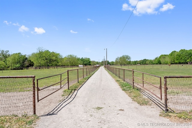 view of street with a rural view