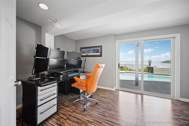 office featuring dark hardwood / wood-style flooring