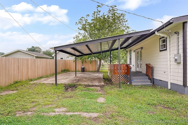 view of yard featuring a wooden deck