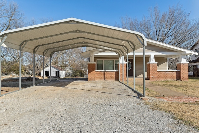 view of parking with a carport