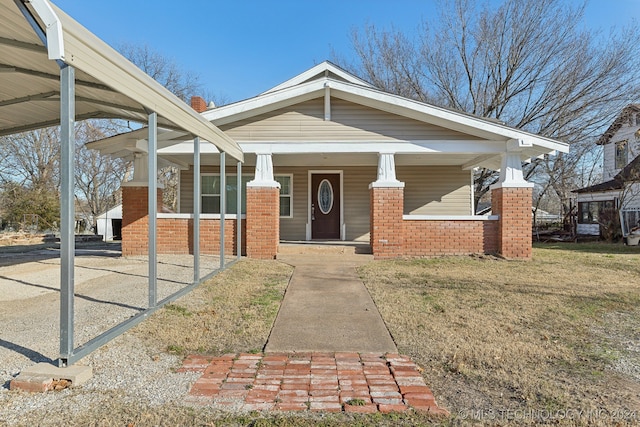 view of front facade featuring covered porch