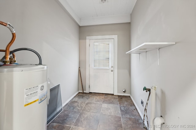 laundry area featuring hookup for a washing machine, water heater, and electric dryer hookup