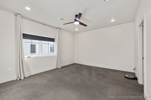 carpeted empty room with ceiling fan