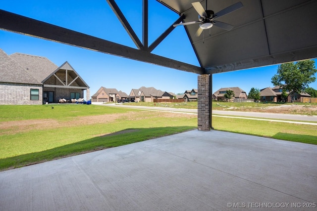 3908 S Elder Blvd, Broken Arrow, OK 74012 - view of patio / terrace featuring a ceiling fan and a residential view