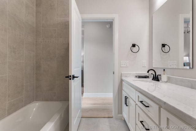3908 S Elder Blvd, Broken Arrow, OK 74012 - full bathroom featuring vanity, shower / washtub combination, and tile patterned flooring