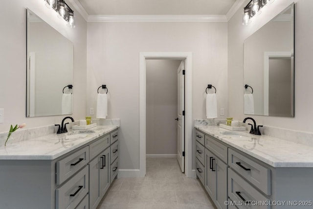 3908 S Elder Blvd, Broken Arrow, OK 74012 - full bath featuring two vanities and crown molding