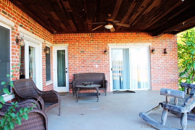 view of patio with ceiling fan