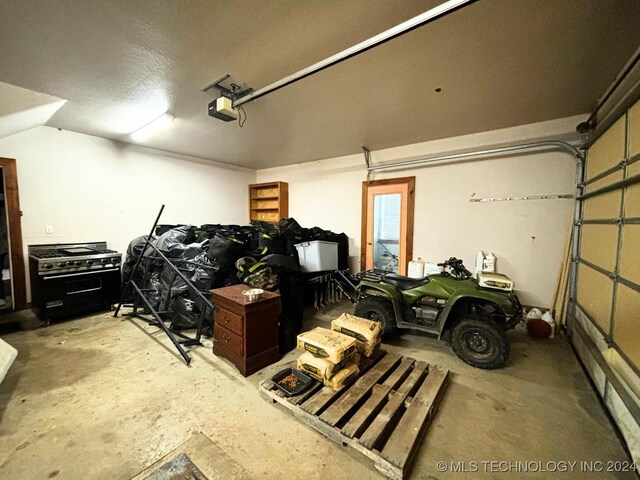 garage with a garage door opener