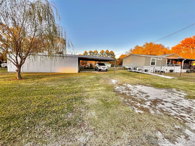 view of yard featuring a carport