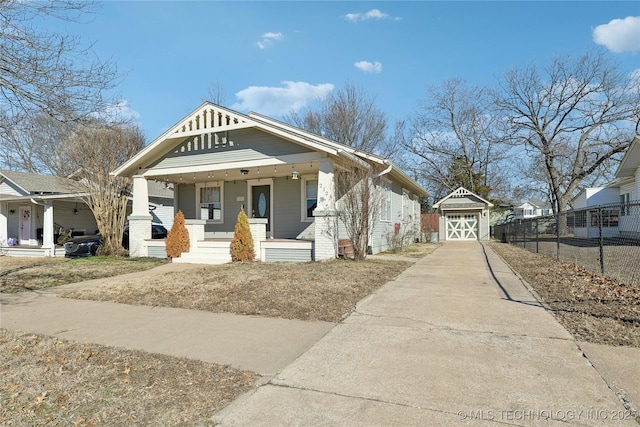 view of front of property with a porch and a storage unit