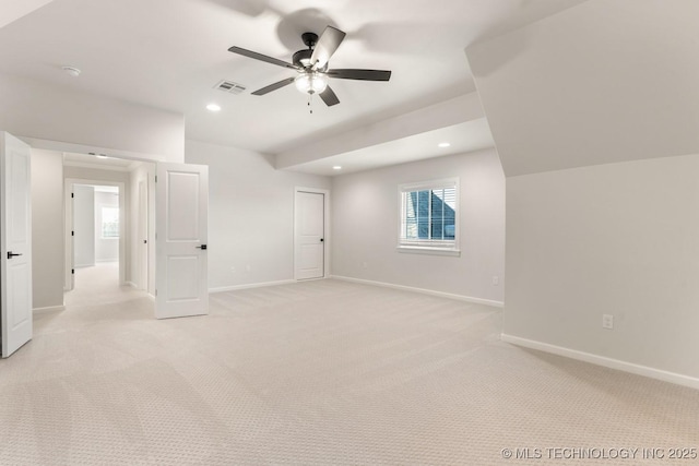 17537 S 56th E Ave, Bixby, OK 74008 - unfurnished bedroom featuring baseboards, light colored carpet, recessed lighting, and ceiling fan