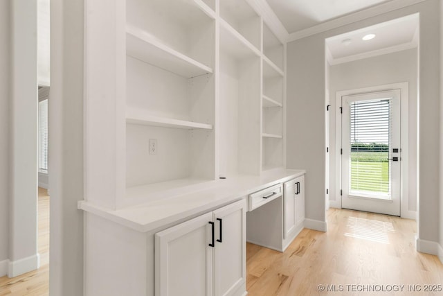 17537 S 56th E Ave, Bixby, OK 74008 - mudroom with crown molding, light wood finished floors, and baseboards