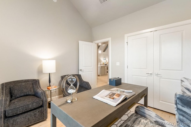2708 W Van Buren Ct, Broken Arrow, OK 74134 - office area with light wood finished floors and high vaulted ceiling