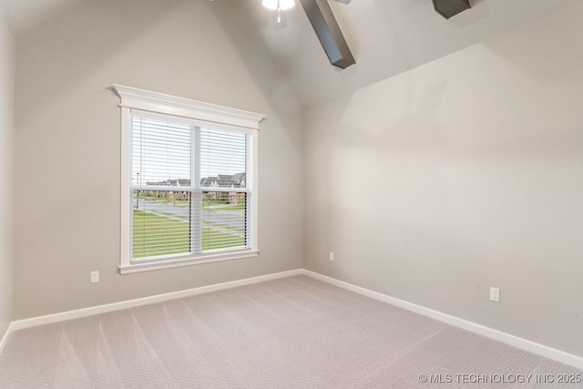 2708 W Van Buren Ct, Broken Arrow, OK 74134 - spare room with vaulted ceiling, carpet, and a ceiling fan