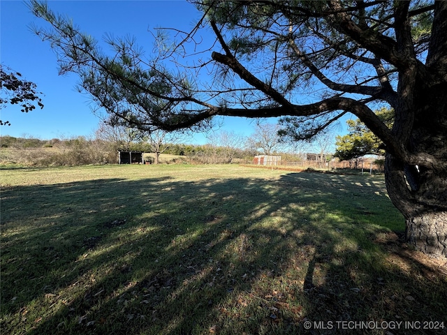 view of yard with a rural view