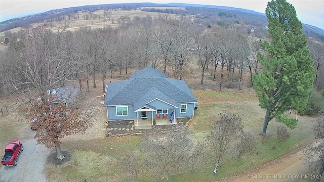 drone / aerial view with a mountain view