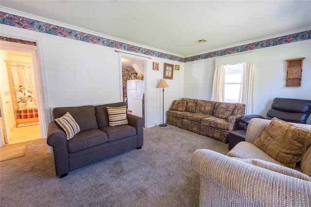 living room with carpet