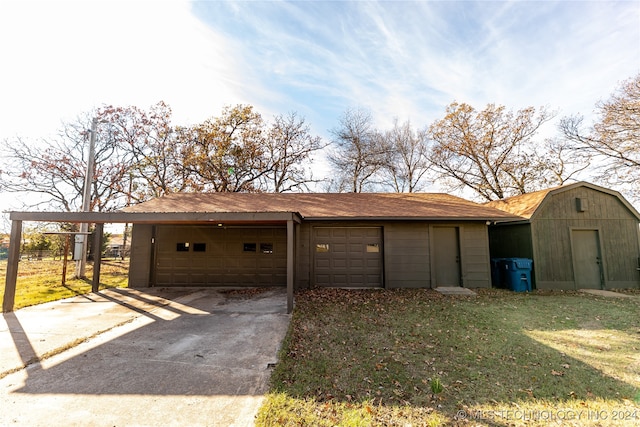 garage with a carport