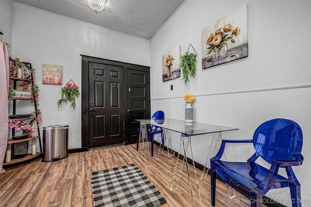 entrance foyer featuring hardwood / wood-style floors and a textured ceiling