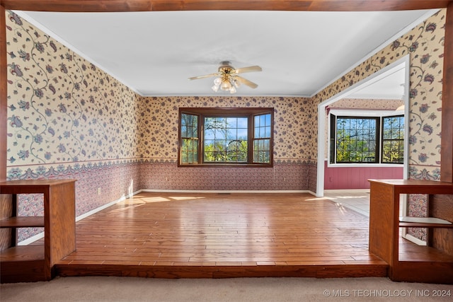 empty room featuring hardwood / wood-style floors and ceiling fan