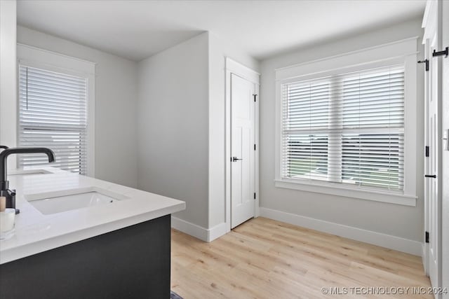 kitchen featuring light hardwood / wood-style floors and sink