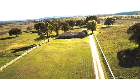 aerial view featuring a rural view