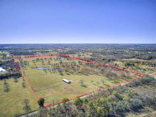 drone / aerial view with a rural view