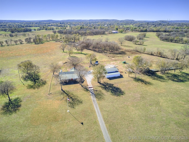 bird's eye view featuring a rural view