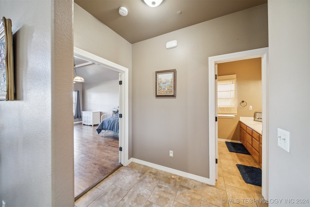 hall featuring light hardwood / wood-style flooring