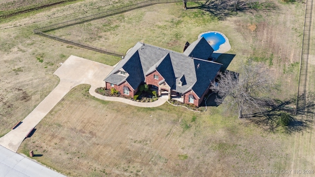 aerial view featuring a rural view