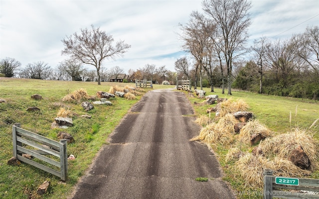 view of street with a rural view