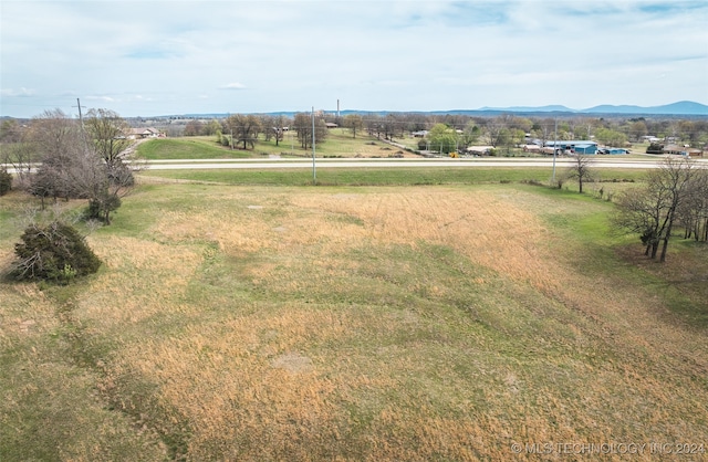 view of yard with a mountain view and a rural view