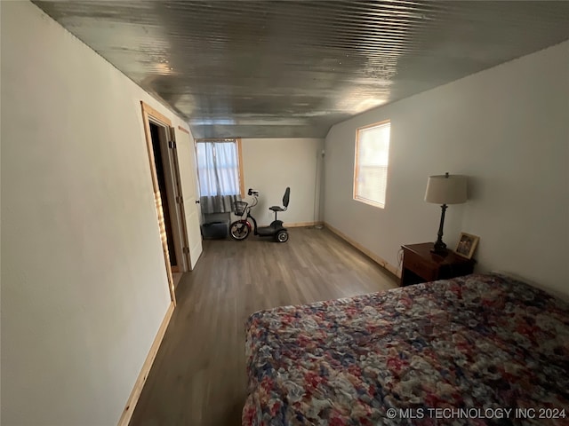 bedroom with wood-type flooring