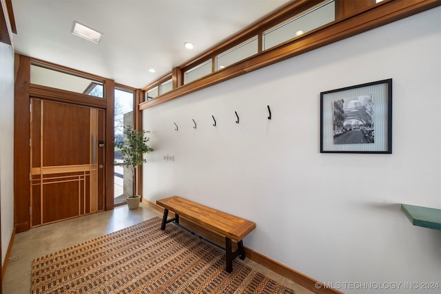 mudroom featuring concrete flooring