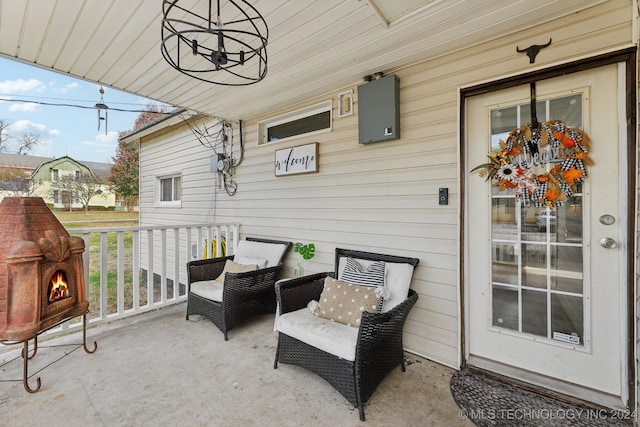 view of patio featuring a porch