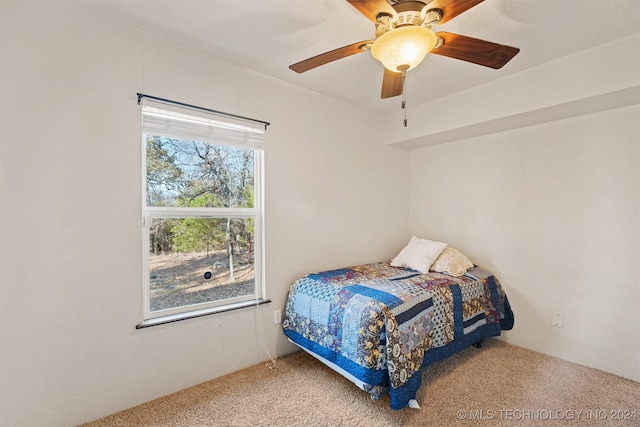 bedroom with carpet and ceiling fan