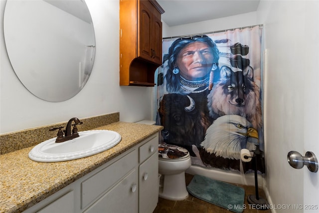 47 S 204th E Ave, Tulsa, OK 74108 - full bath with vanity, a shower with shower curtain, and tile patterned floors