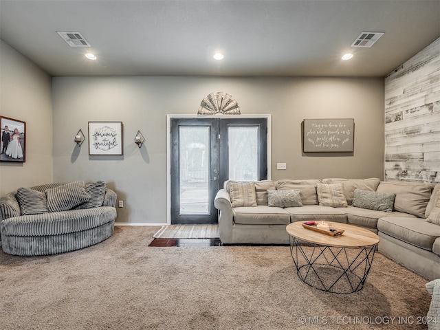 living room with carpet floors