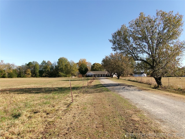 view of road featuring a rural view