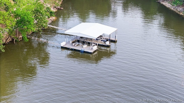 view of dock featuring a water view