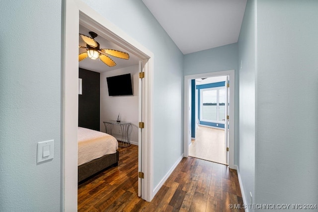 hallway featuring dark hardwood / wood-style floors