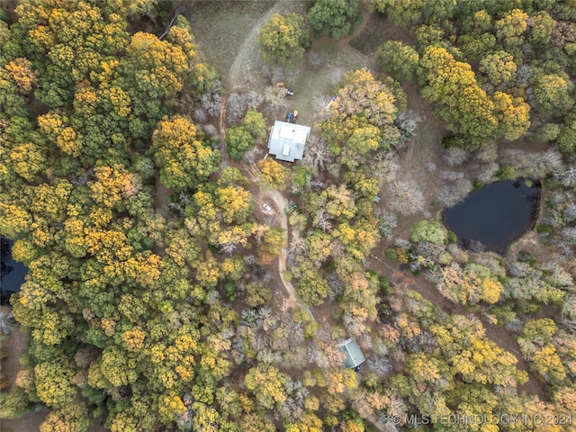 bird's eye view featuring a water view