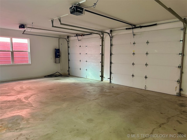 garage with a garage door opener