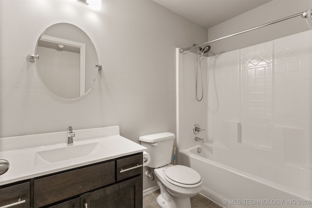 full bathroom featuring vanity, toilet, and bathing tub / shower combination