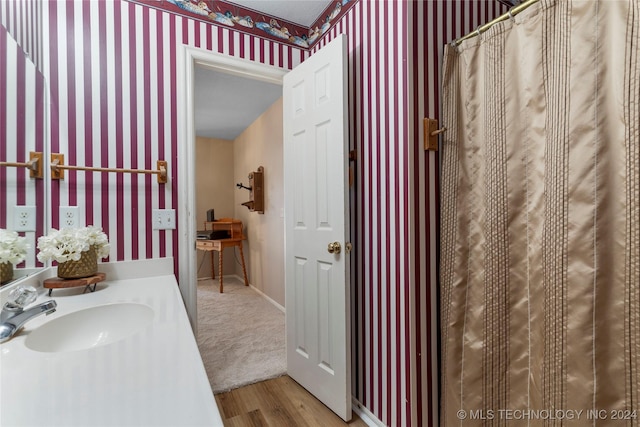 bathroom featuring hardwood / wood-style flooring and sink